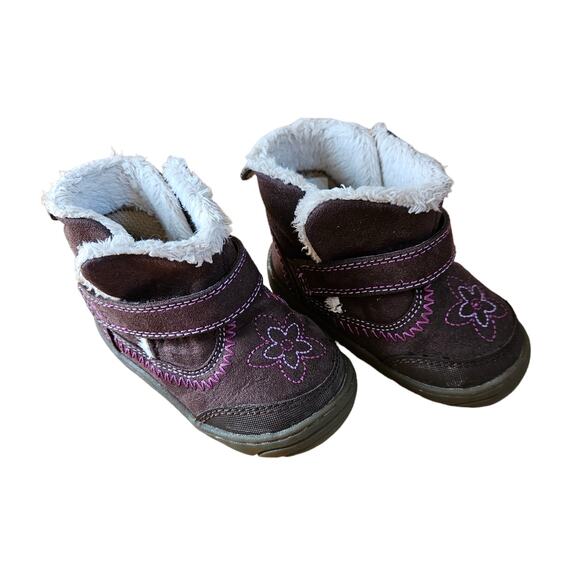 Stride Rite Surprize Arliss Girl's Faux Fur Lined Shoes Brown Pink Baby Size 3 - Picture 2 of 9
